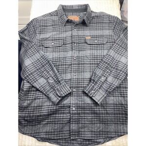Orvis Men's XXL Heavyweight Flannel Shirt Jacket Gray Plaid Shacket Nice Shacket
